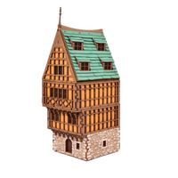 Medieval European Row House – 28mm Scale Terrain - 239 pieces – Model Kits For Adults – Tabletop Gaming – Miniature Terrain - DnD 3d Terrain - Wooden Puzzle