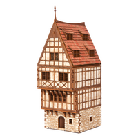 Creaky Timbers – Medieval European Row House – 28mm Scale Terrain - 239 pieces – Model Kits For Adults – Tabletop Gaming – Miniature Terrain - DnD 3d Terrain - Wooden Puzzle