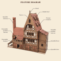 Guild House – Medieval Guild house – 28mm Scale Model Kit - Medieval European