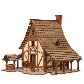 Green Gables – Medieval European Peasant Dwelling – 28mm Scale Models - Medieval Cottage – 161 pieces – Snap Fit Model Kit – Terrain Model Kits - Weathered