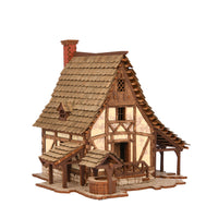 Green Gables – Medieval European Peasant Dwelling – 28mm Scale Models - Medieval Cottage – 161 pieces – Snap Fit Model Kit – Terrain Model Kits - Weathered